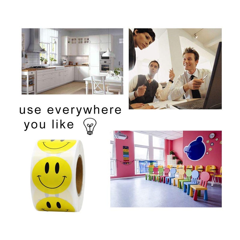Hcode Happy Face Circle Dots Paper Labels Reward Stickers - Teachers Stickers, 500 Pieces per Roll (1.5 inch Yellow) - Image 4
